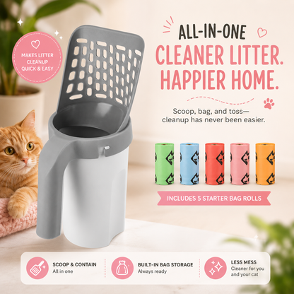 Self-Bagging Cat Litter Scoop