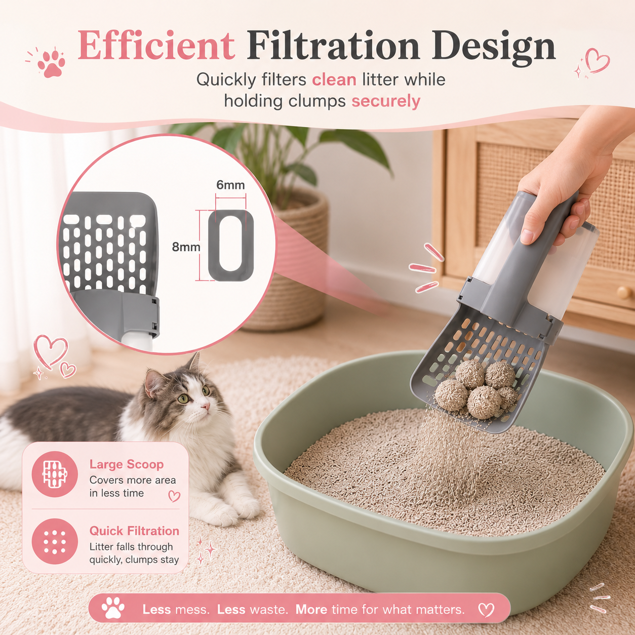 Mess-free cat litter scoop